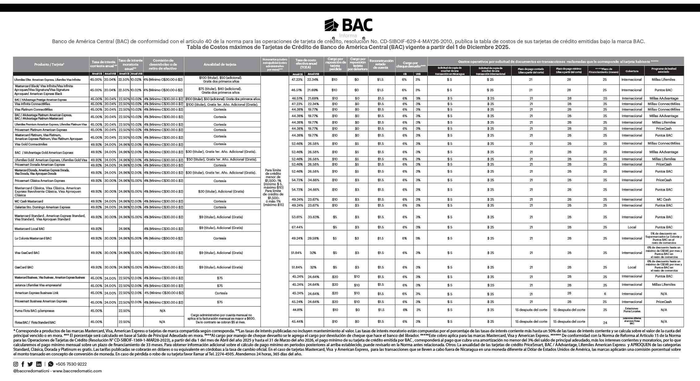 NI-Tabla de Costo a partir del 1 de diciembre 2025