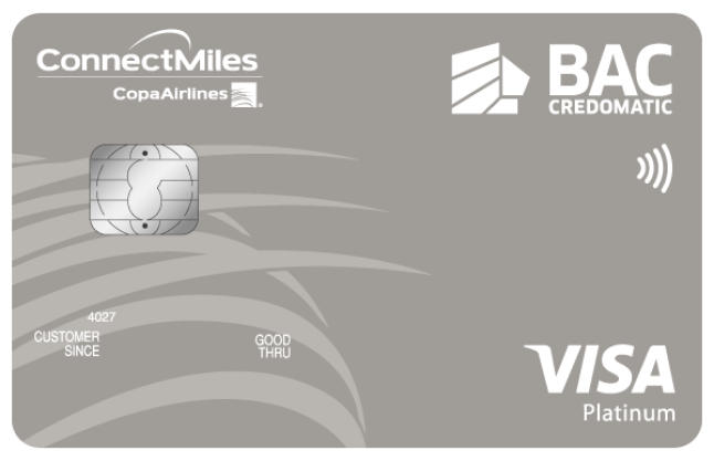 Tarjeta Platinum BAC Credomatic Connectmiles Visa