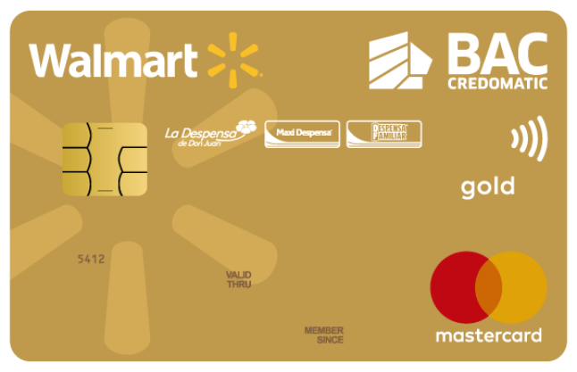 Tarjeta BACCredomatic, Walmart Dorada de Mastercard