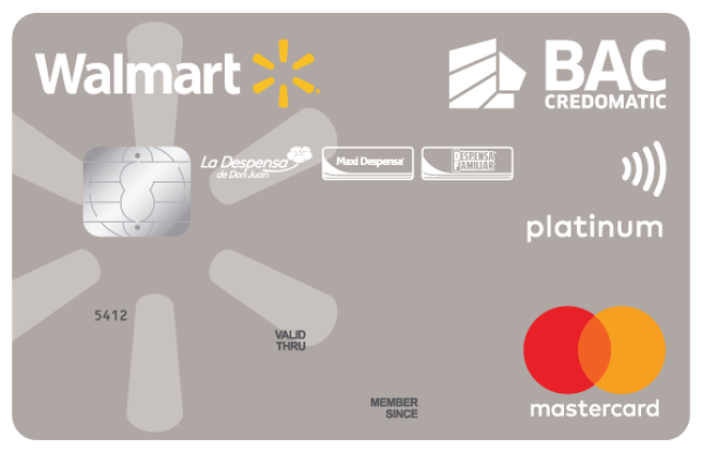 Tarjeta BACCredomatic, Walmart Platino de Mastercard