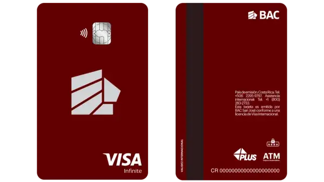 Imagen de la tarjeta de débito Visa Infinite de BAC
