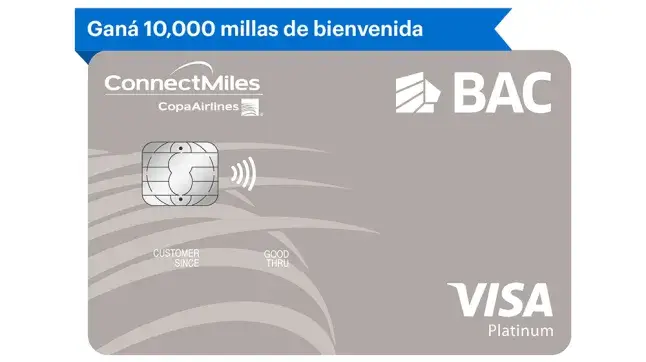 Tarjeta ConnectMiles Platinum de BAC Costa Rica