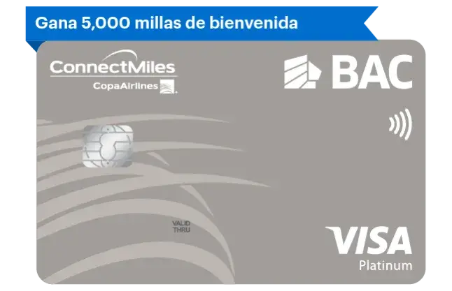 Tarjeta ConnectMiles Platinum de BAC Guatemala