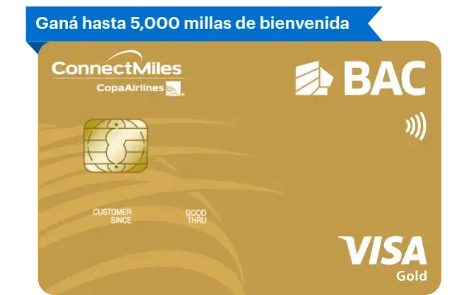 Tarjeta ConnectMiles Gold de BAC Nicaragua