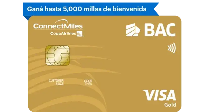 Tarjeta ConnectMiles Gold de BAC Nicaragua