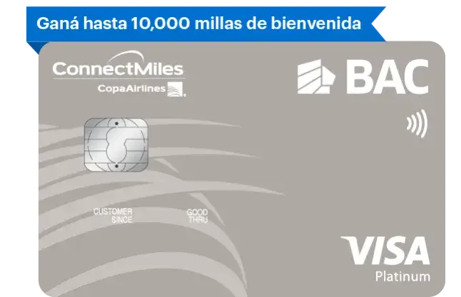 Tarjeta ConnectMiles Platinum de BAC Nicaragua
