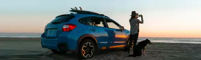 persona de viaje con su perro