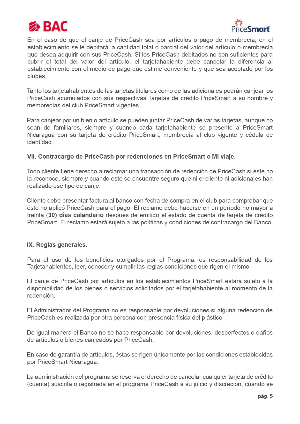 Reglamento programa PriceCash a Julio 2025