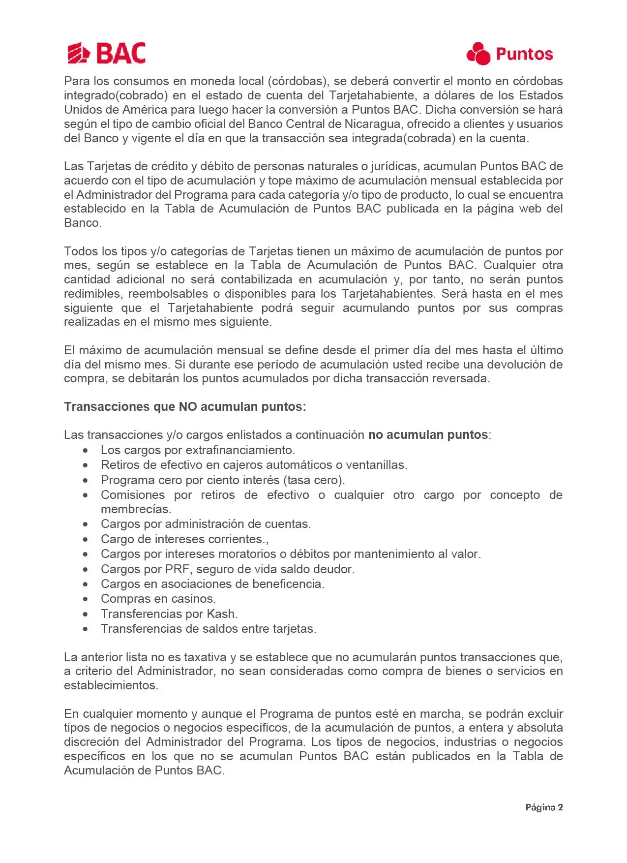 Reglamentos Puntos BAC
