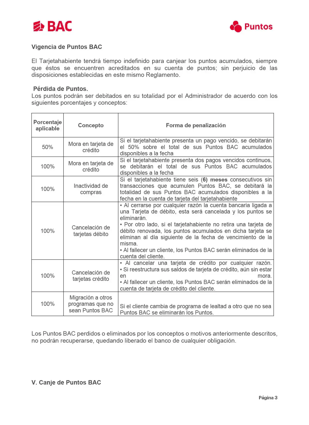 Reglamentos Puntos BAC