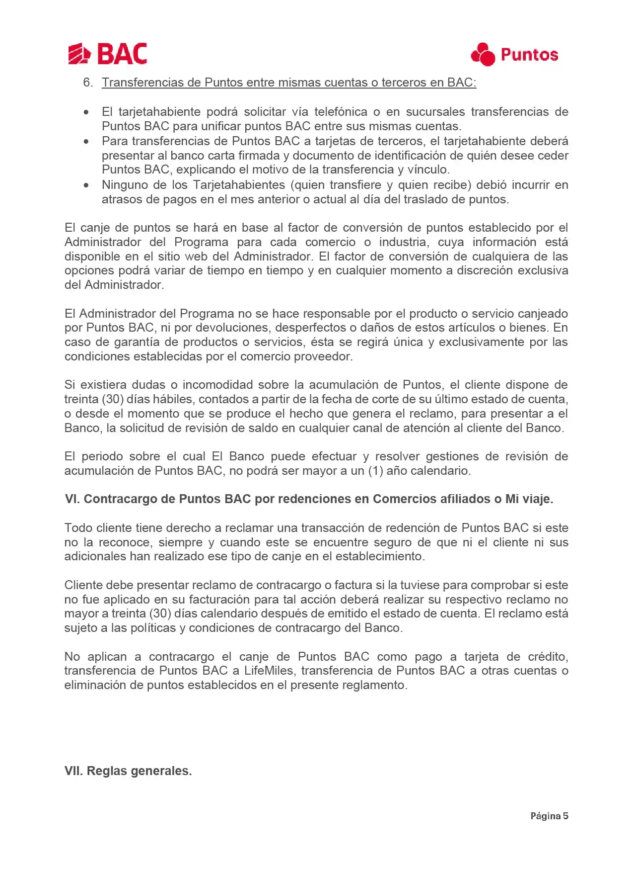 Reglamentos Puntos BAC