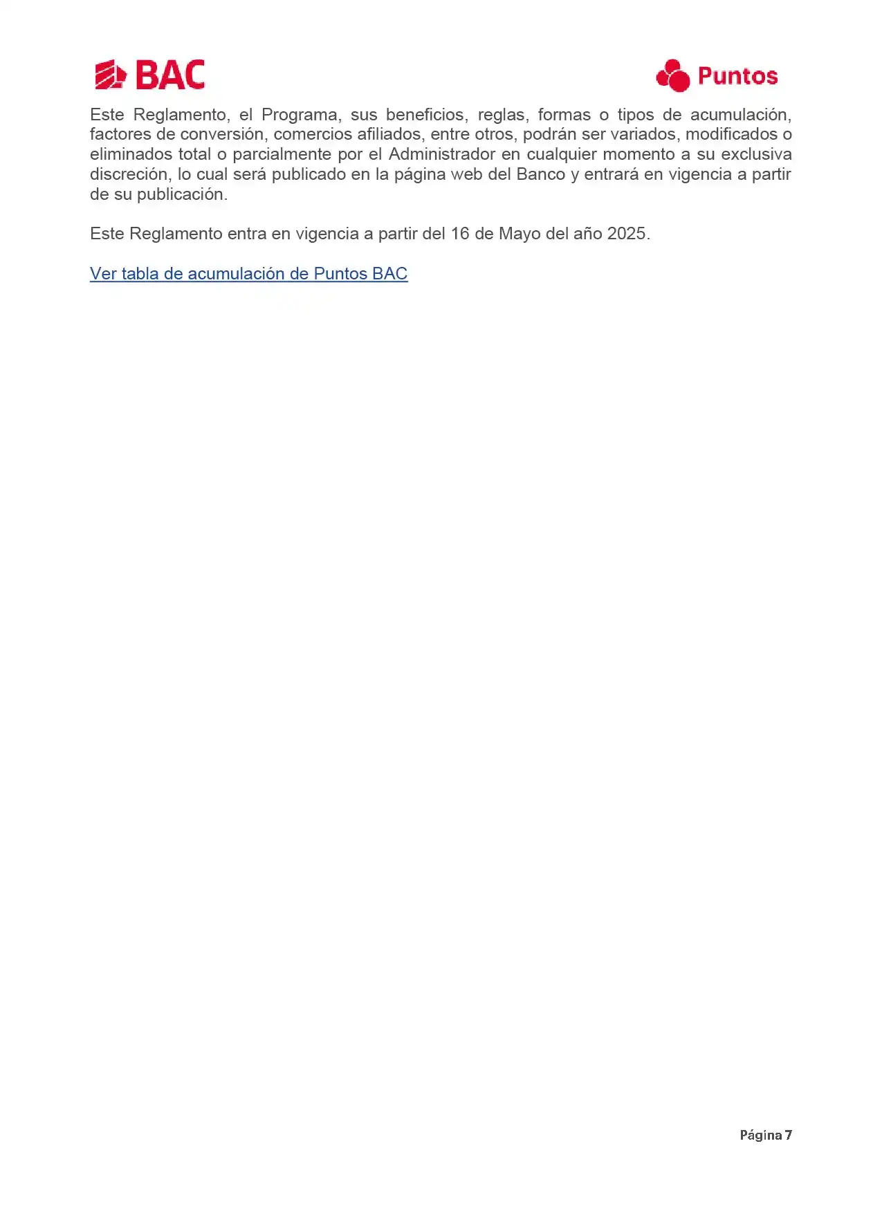 Reglamentos Puntos BAC
