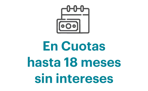 En cuotas hasta 18 meses sin intereses