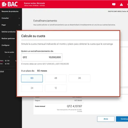 Pasos para solicitar extrafinanciamiento Paso 05