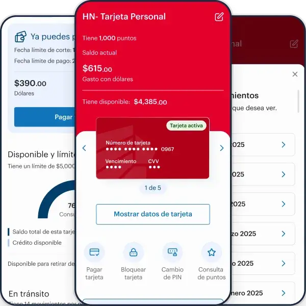 Swipe entre cuentas y tarjetas