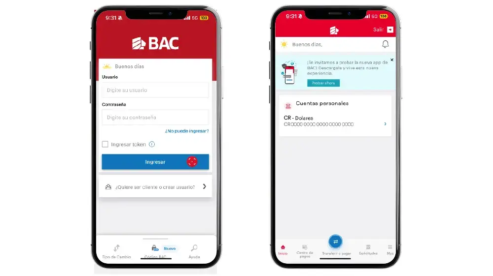 Paso 1 del tutorial para abrir una cuenta BAC Objetivos