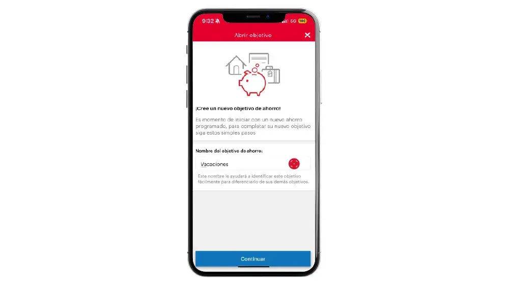 Paso 3 del tutorial para abrir una cuenta BAC Objetivos desde el celular