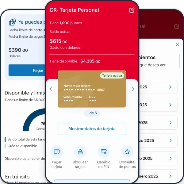 Swipe entre cuentas y tarjetas