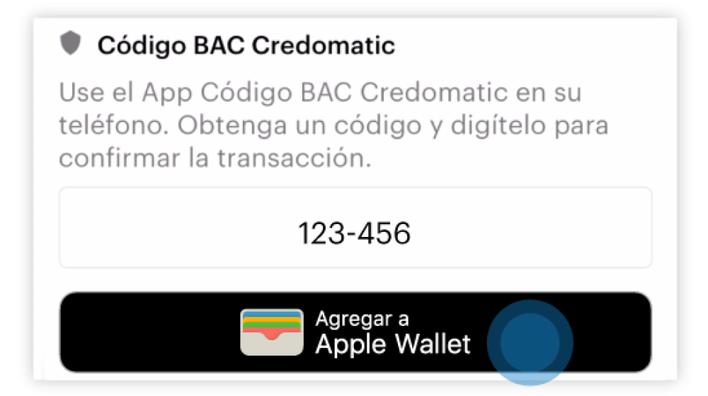 Paso 2 Código BAC y agregar a Apple Wallet