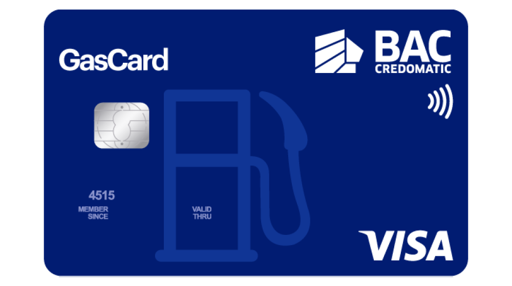Tarjeta GASCARD Visa clasica azul BAC Credomatic 
