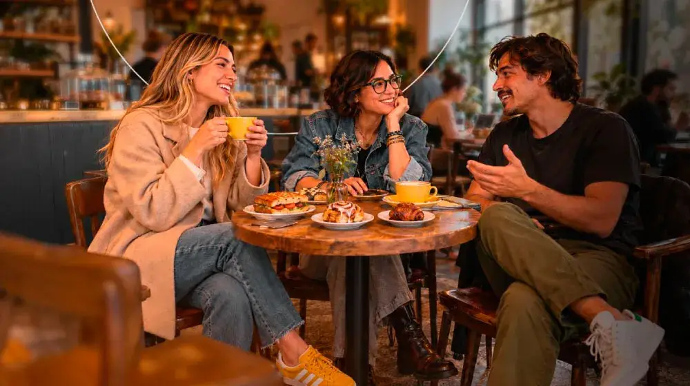 Personas tomando cafe