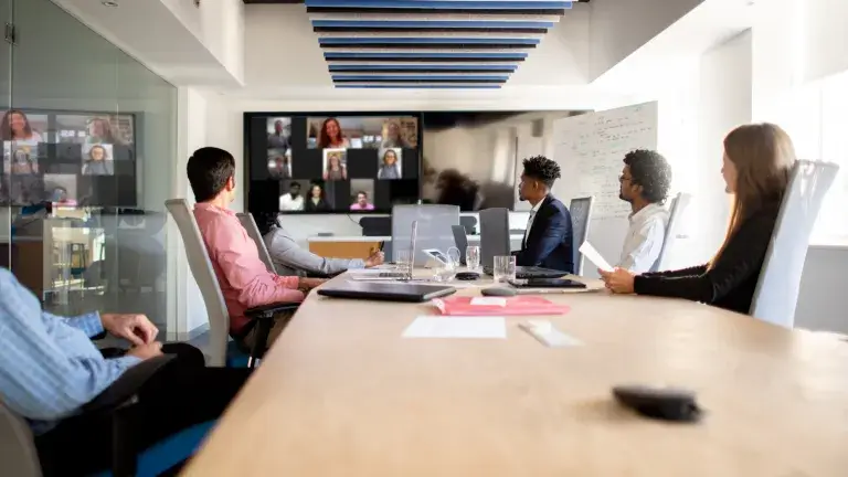 Grupo de personas en un webinar 