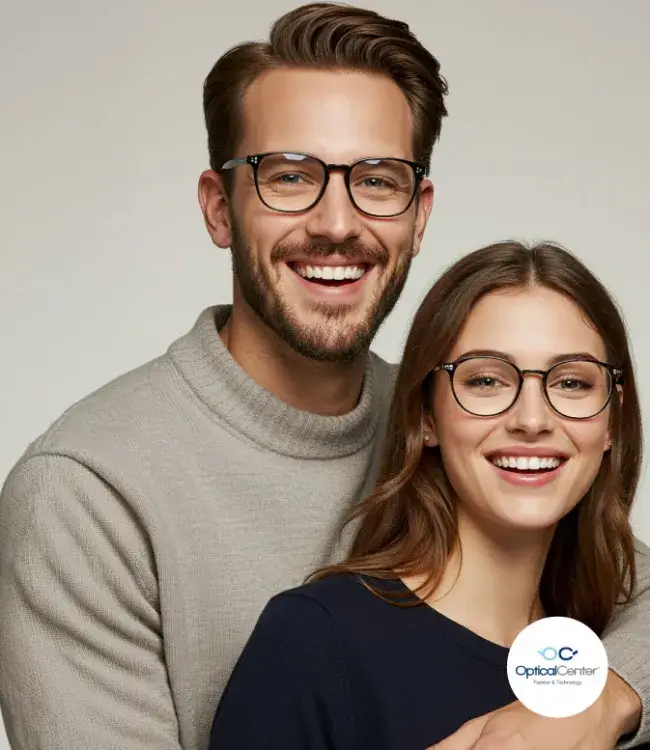 Pareja utilizando lentes de optical center