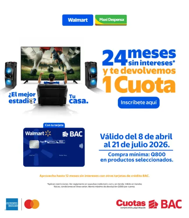 Una cuota gratis al comprar a 24 meses sin intereses 