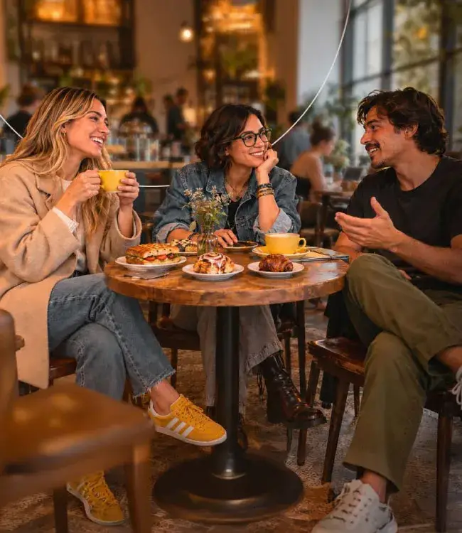 Personas tomando cafe